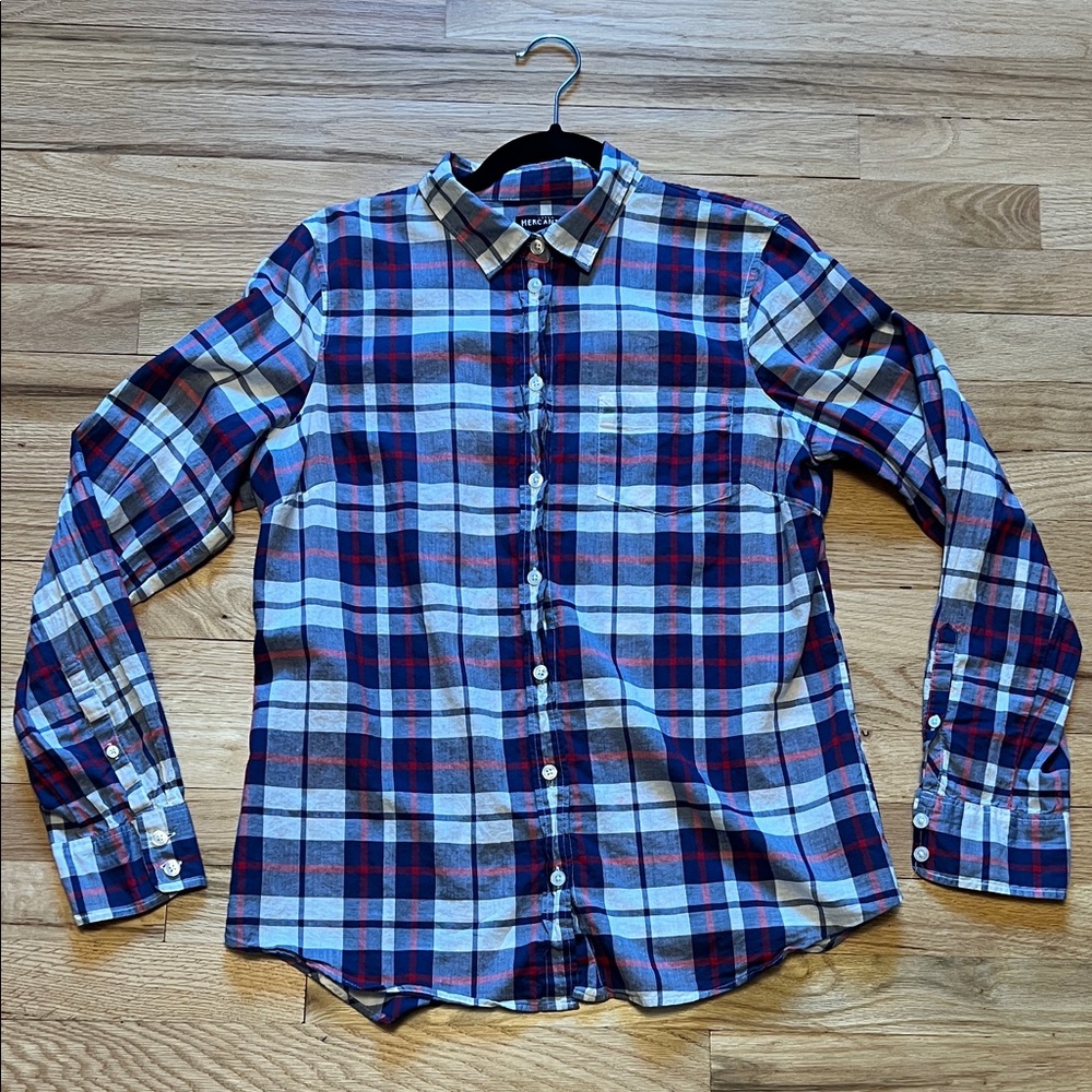 J Crew Mercantile Lightweight Plaid Shirt - M